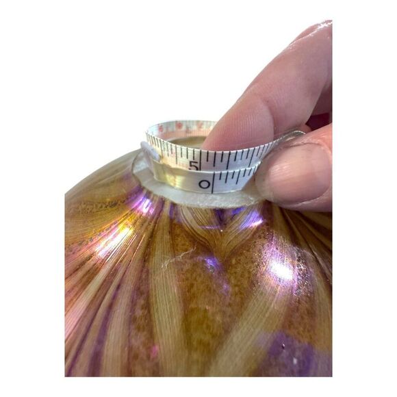 Vintage Large 15" Iridescent Pulled Feather Art Glass Lamp Shade Ruffled Edges - Picture 6 of 11